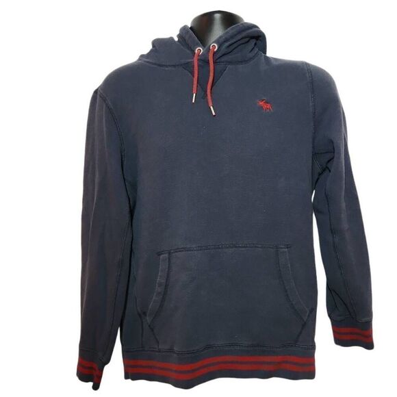 Abercrombie & Fitch Men's Size Small Navy Red Pullover Hoodie - Picture 1 of 5